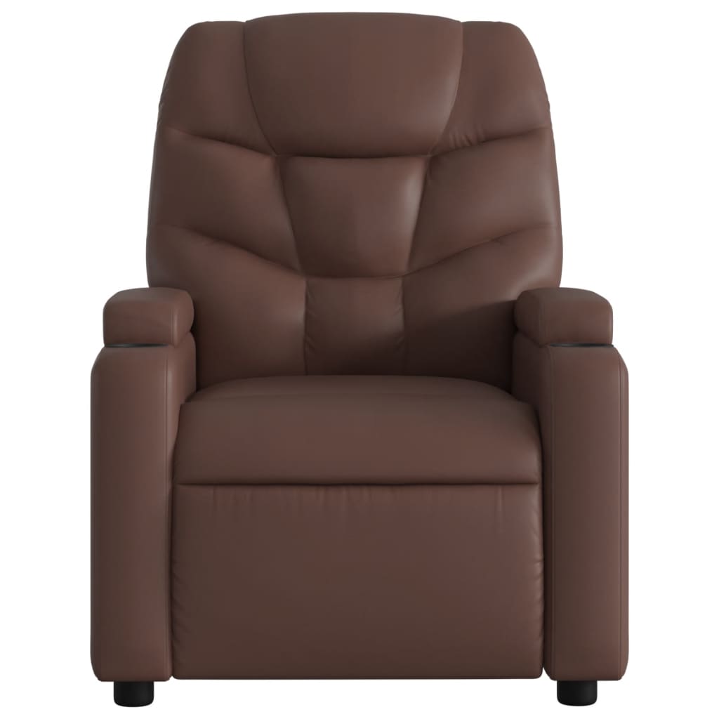 vidaXL Sillón reclinable de cuero sintético marrón