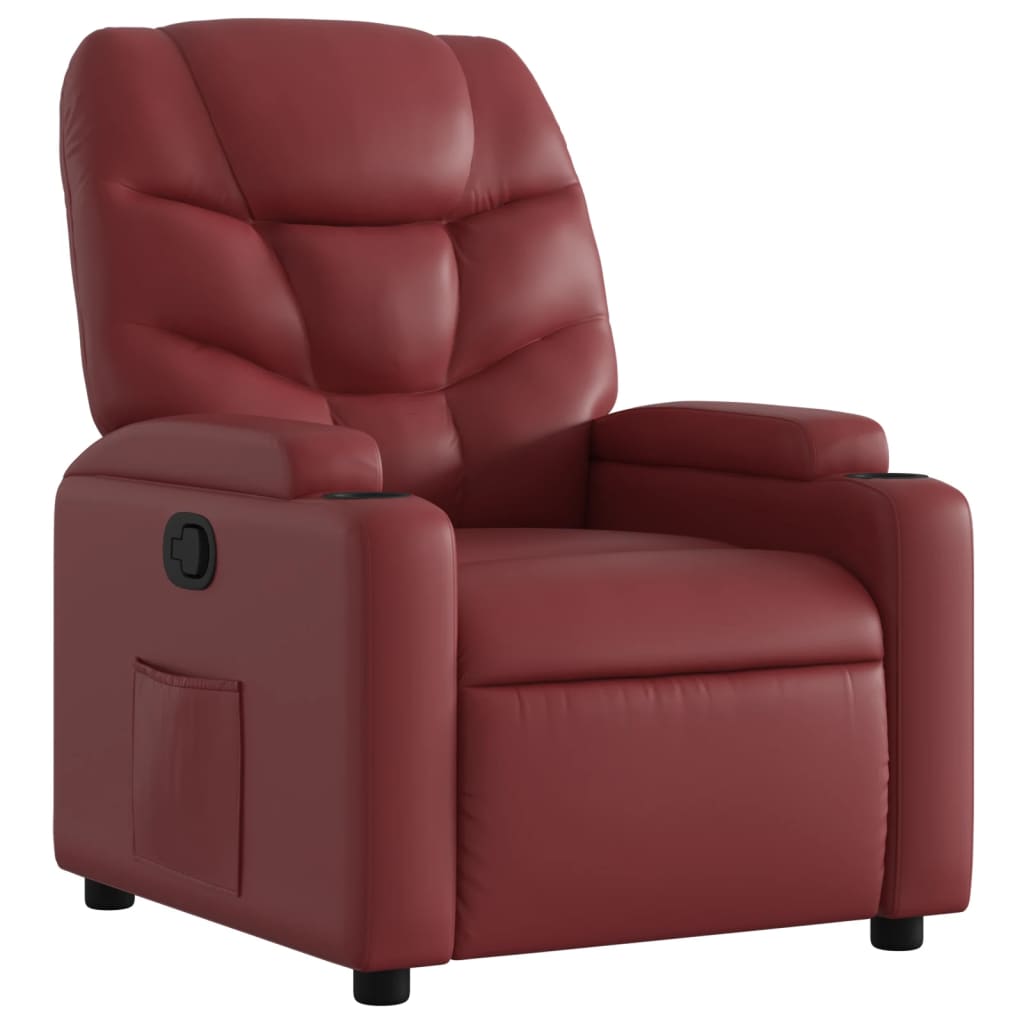 vidaXL Sillón reclinable de cuero sintético rojo tinto