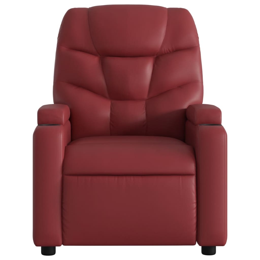 vidaXL Sillón reclinable de cuero sintético rojo tinto