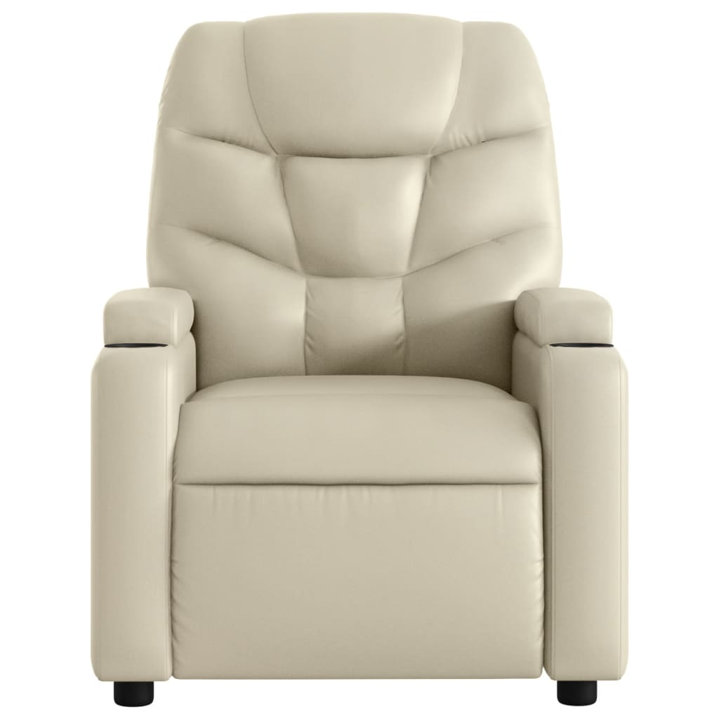 vidaXL Sillón reclinable de masaje cuero sintético crema