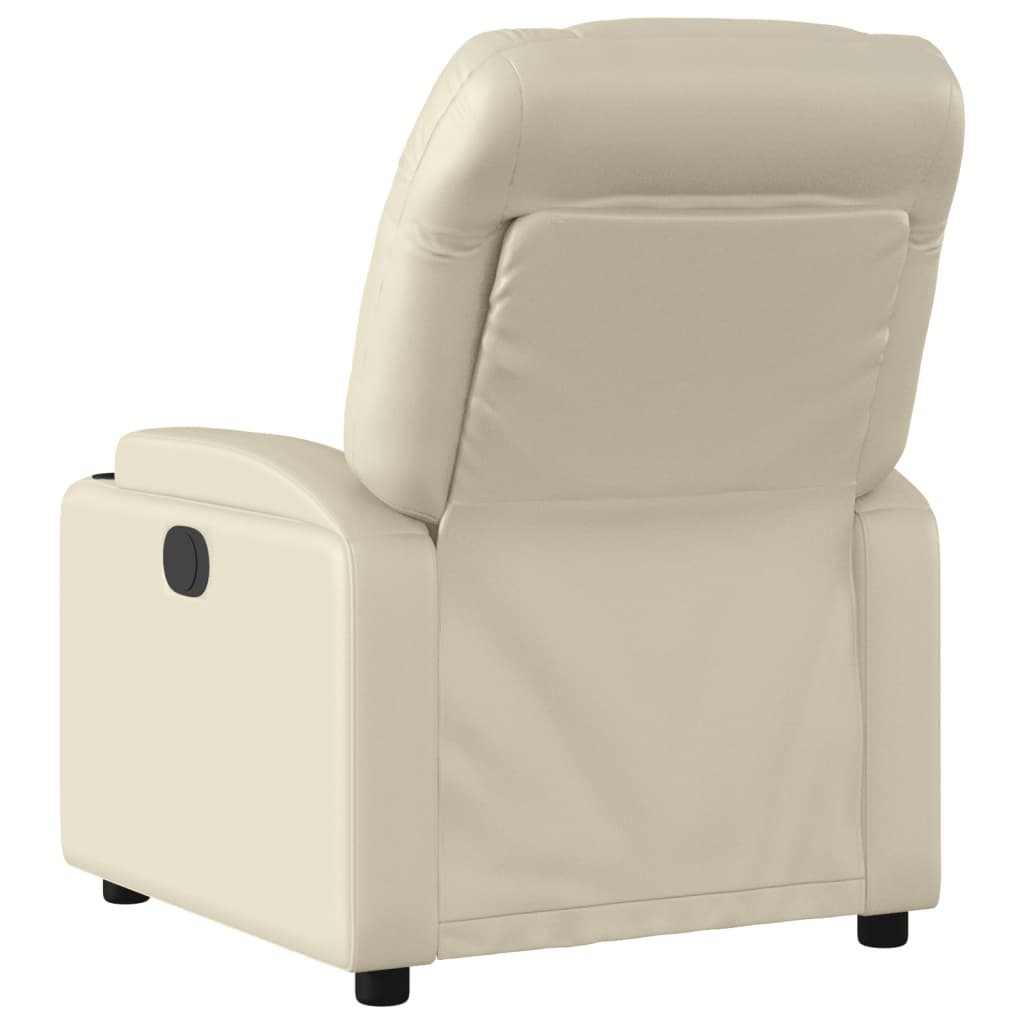 vidaXL Sillón reclinable de masaje cuero sintético crema