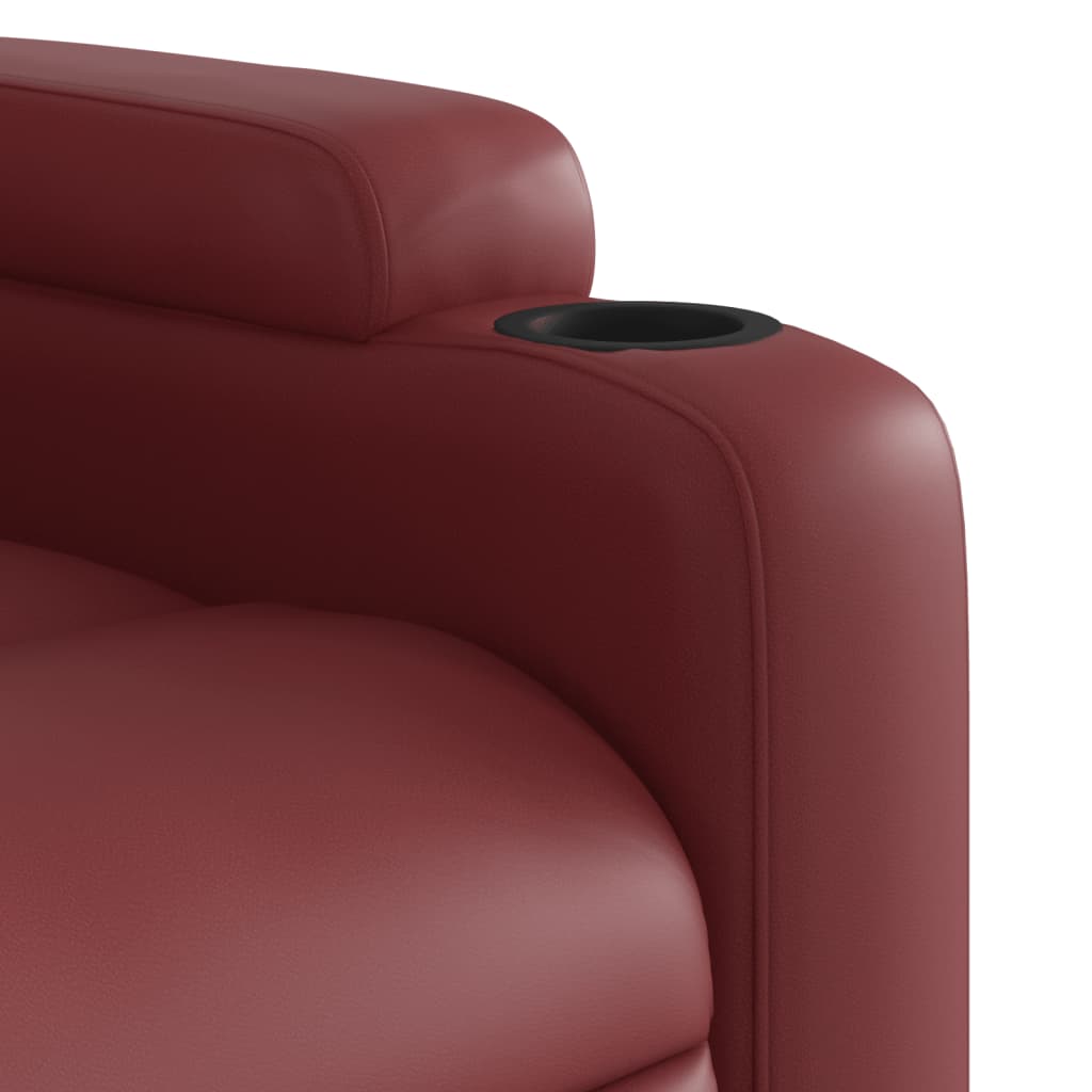 vidaXL Sillón de masaje reclinable cuero sintético rojo tinto