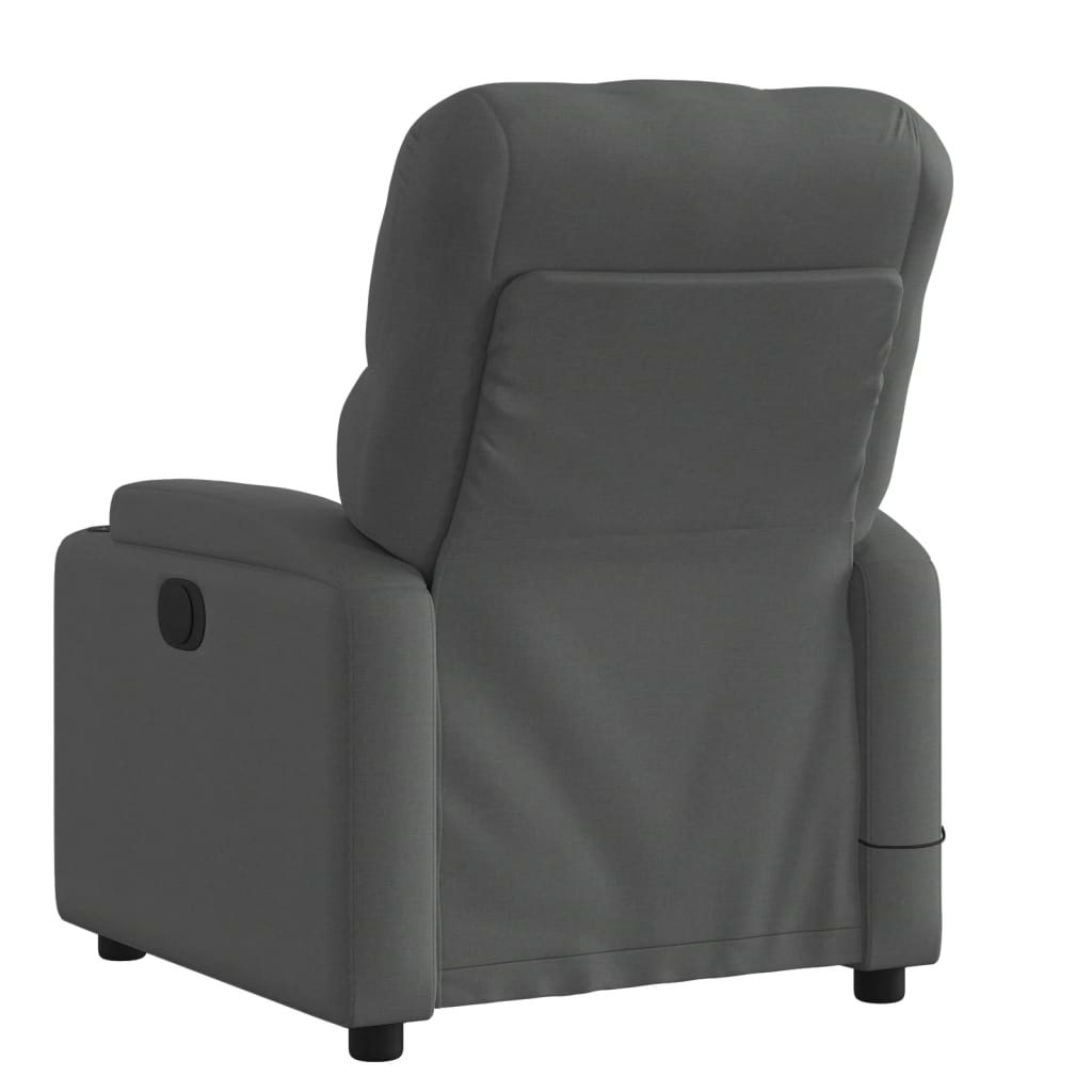 vidaXL Sillón de masaje reclinable de tela gris oscuro