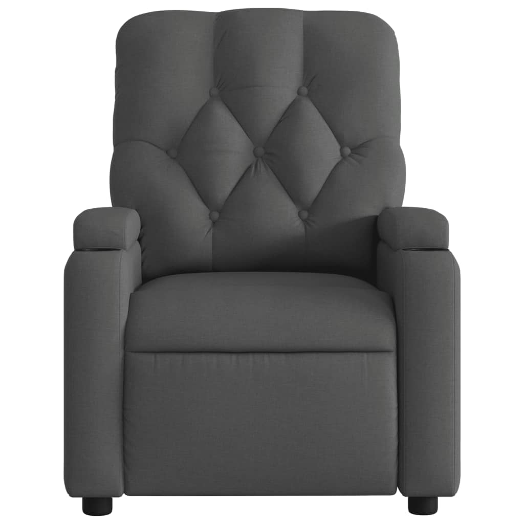 vidaXL Sillón de masaje reclinable de tela gris oscuro