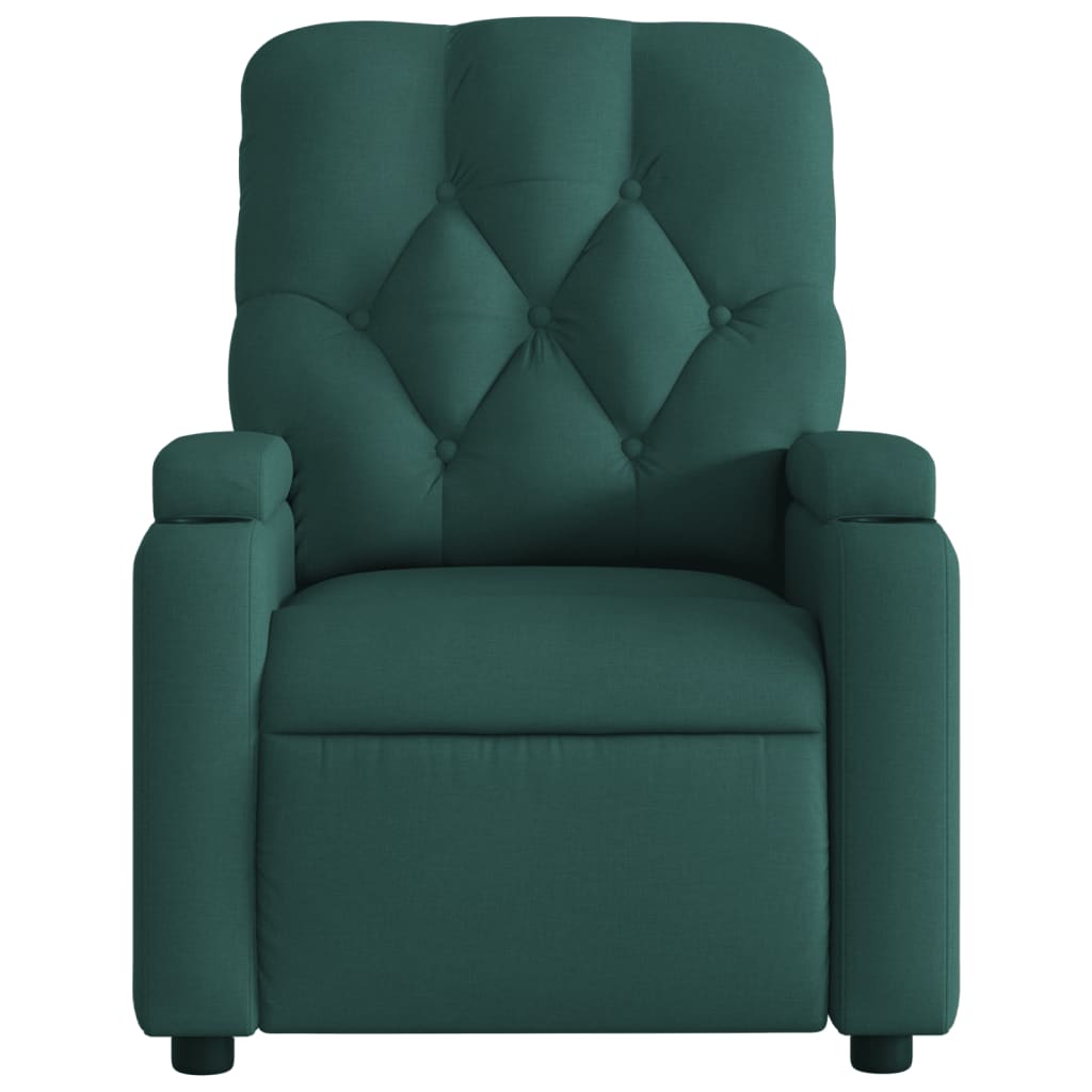 vidaXL Sillón de masaje reclinable de tela verde oscuro