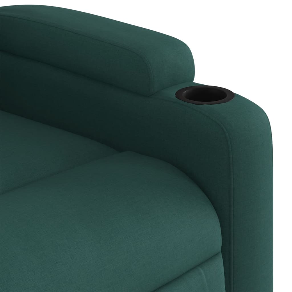 vidaXL Sillón de masaje reclinable de tela verde oscuro