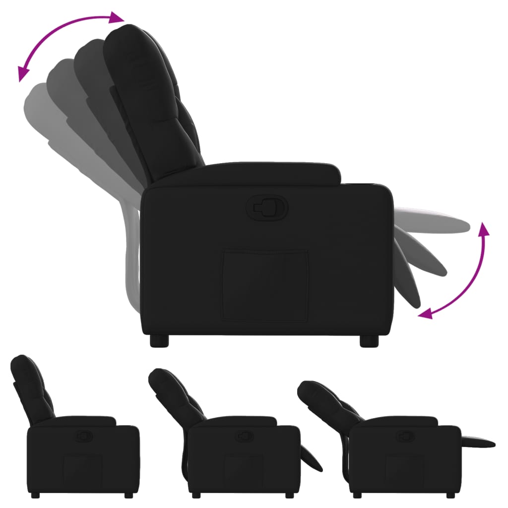 vidaXL Sillón reclinable de cuero sintético negro