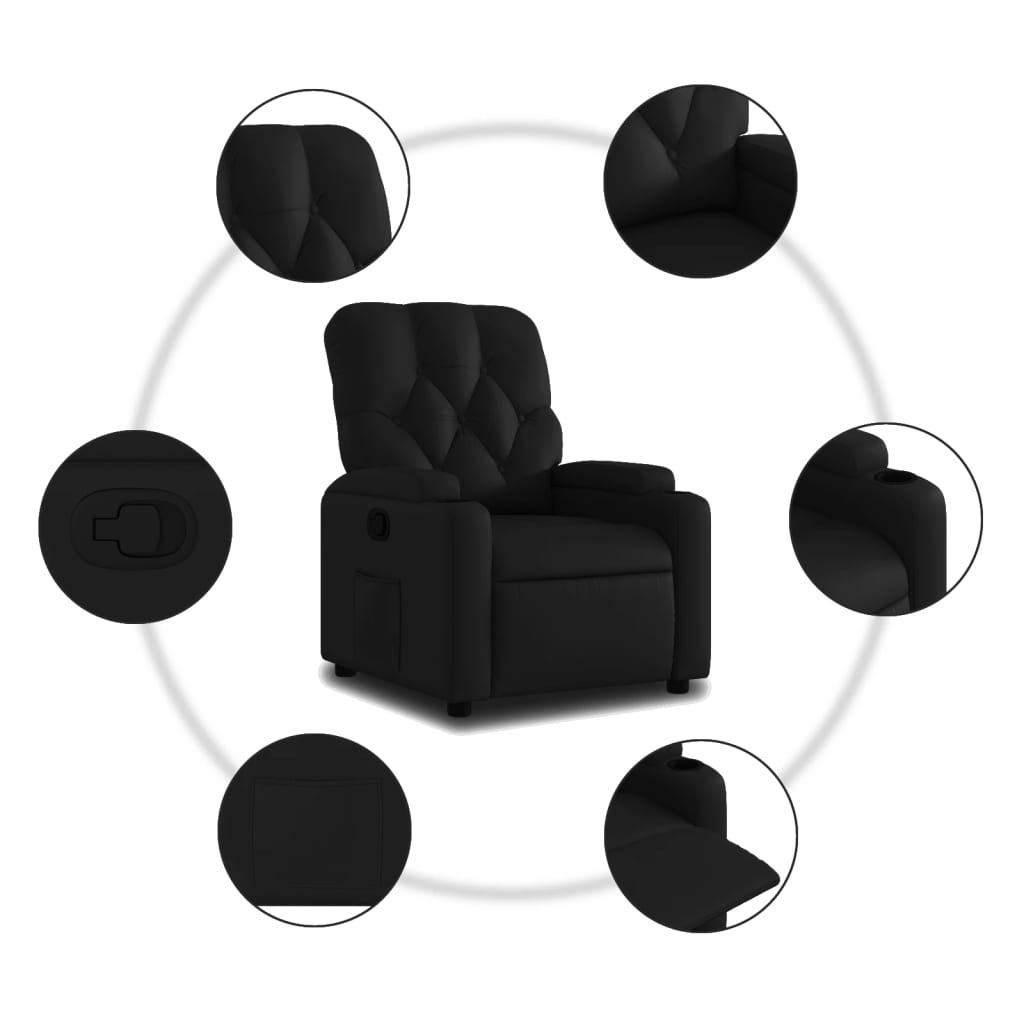 vidaXL Sillón reclinable de cuero sintético negro