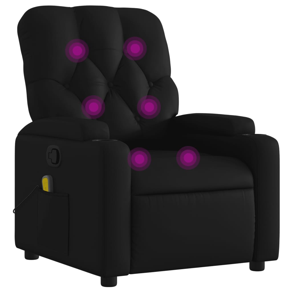 vidaXL Sillón de masaje reclinable cuero sintético negro