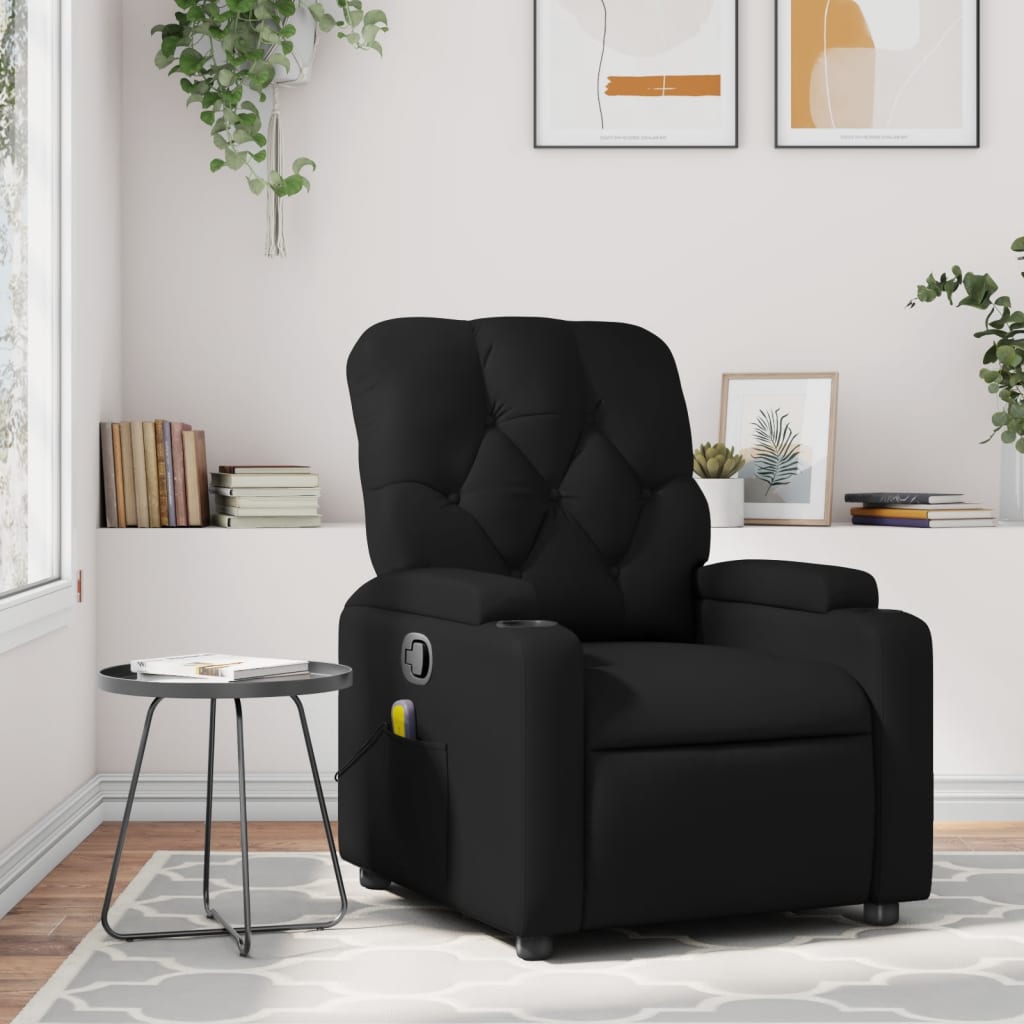 vidaXL Sillón de masaje reclinable cuero sintético negro