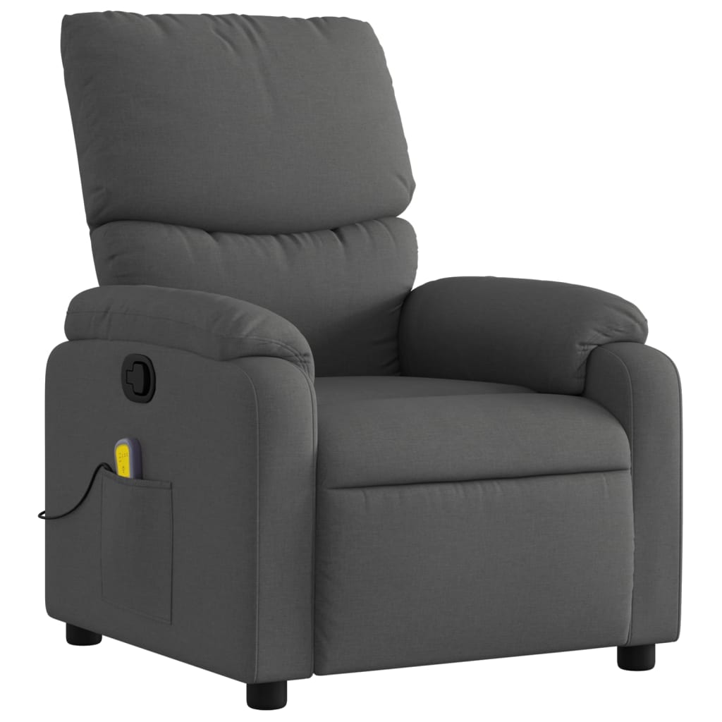 vidaXL Sillón de masaje reclinable de tela gris oscuro