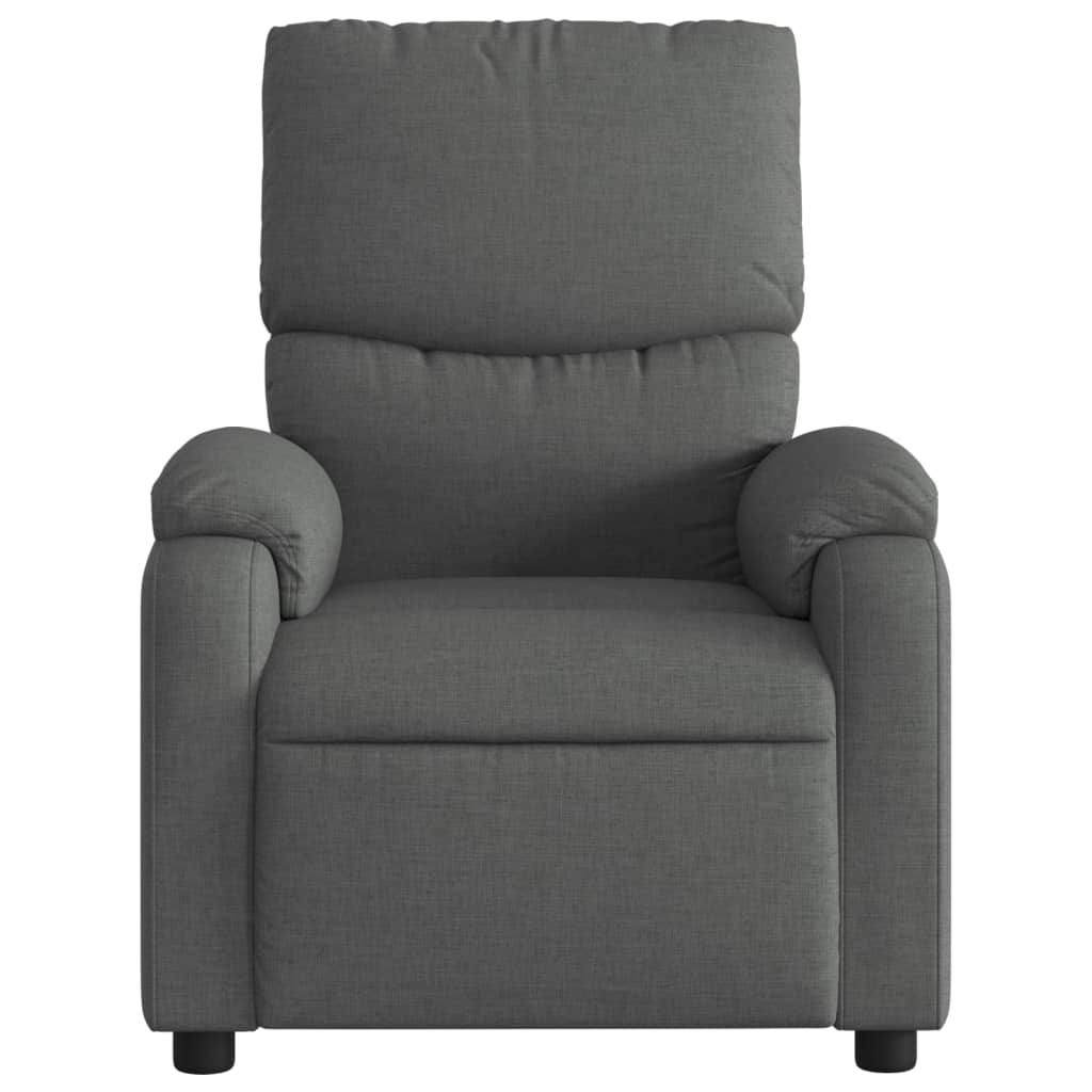 vidaXL Sillón de masaje reclinable de tela gris oscuro