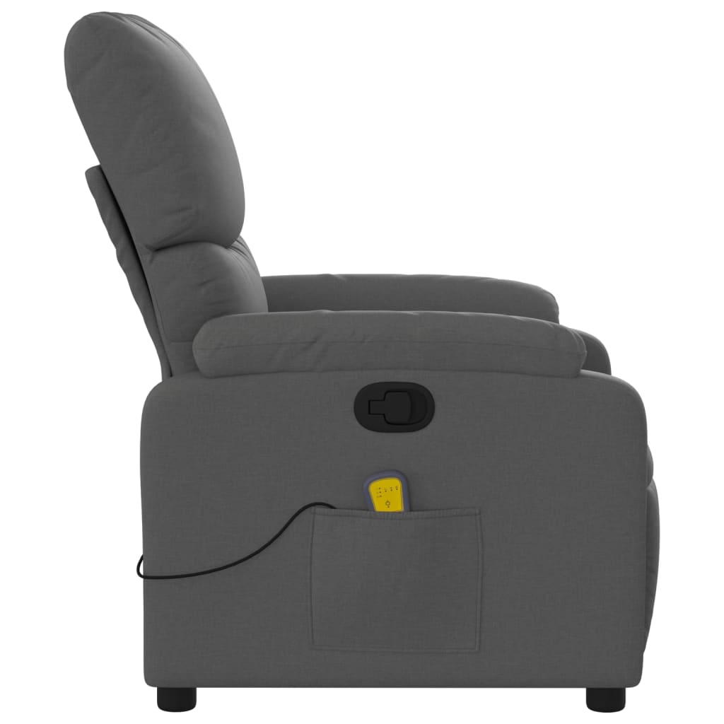 vidaXL Sillón de masaje reclinable de tela gris oscuro