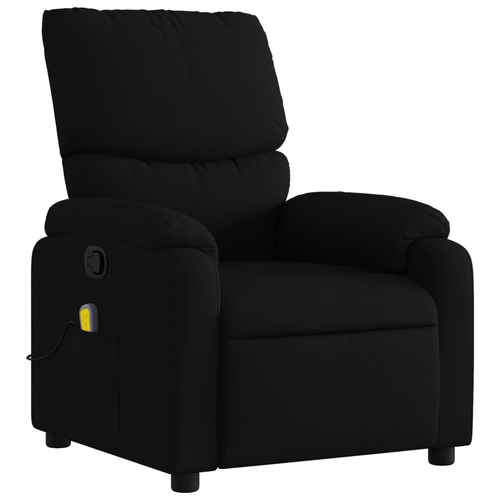 vidaXL Sillón reclinable de masaje de tela negro