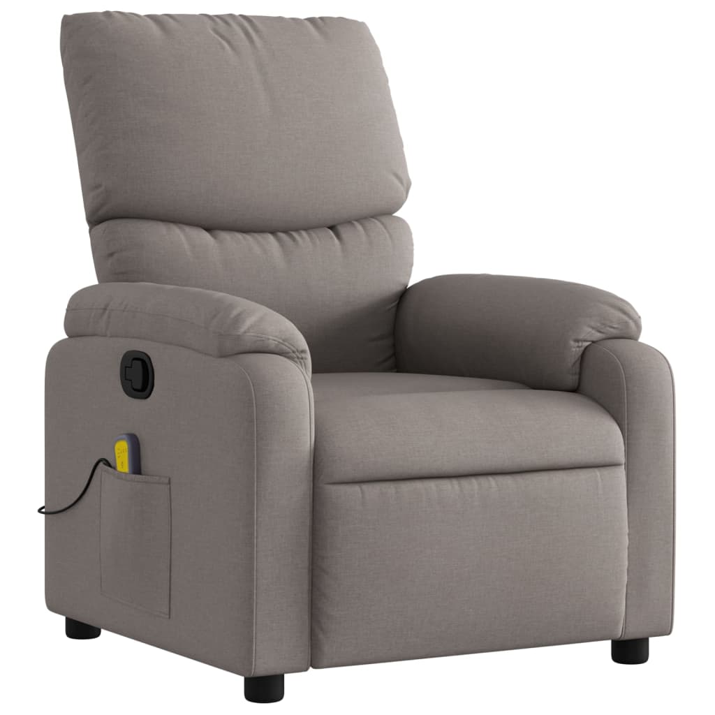 vidaXL Sillón de masaje reclinable de tela gris taupé