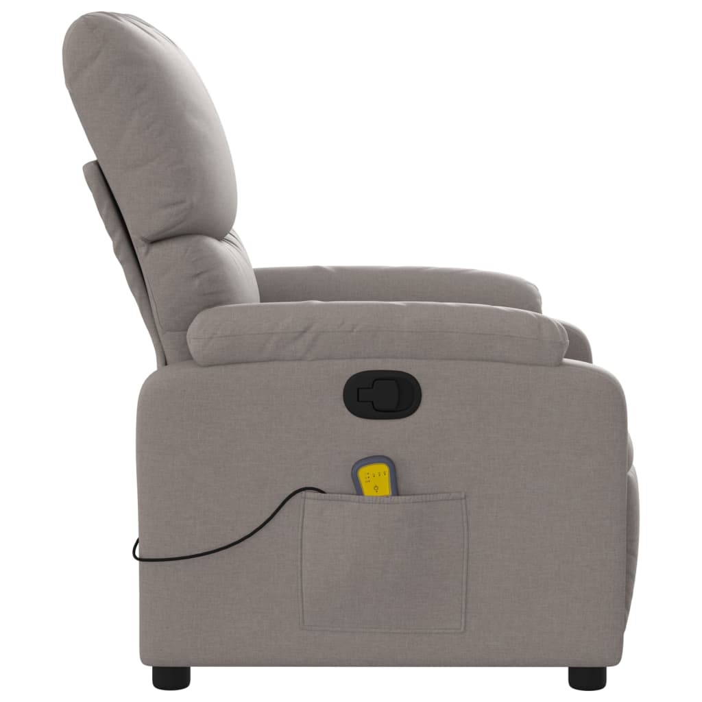 vidaXL Sillón de masaje reclinable de tela gris taupé