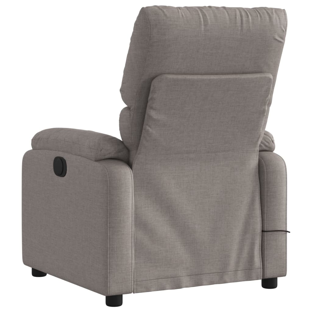 vidaXL Sillón de masaje reclinable de tela gris taupé