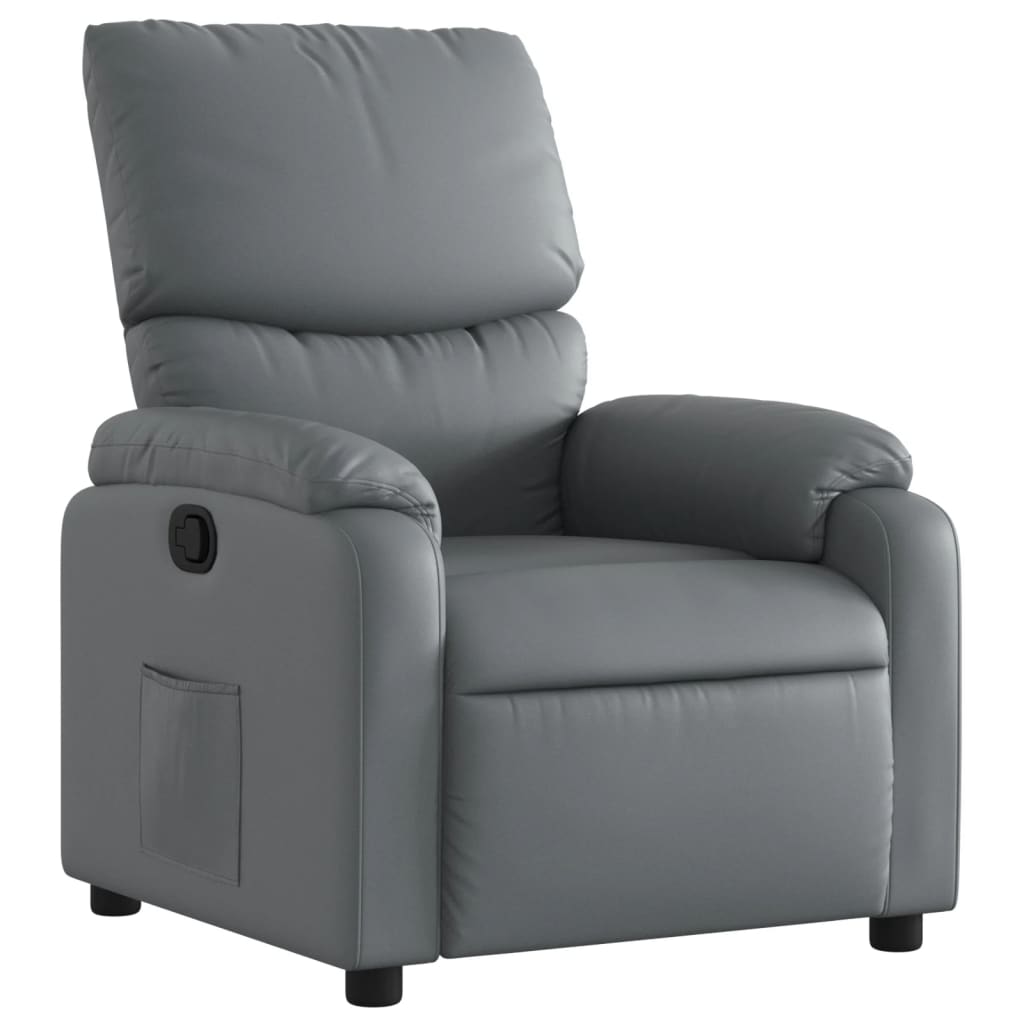 vidaXL Sillón reclinable de cuero sintético gris