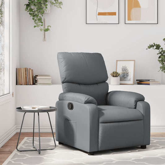 vidaXL Sillón reclinable de cuero sintético gris