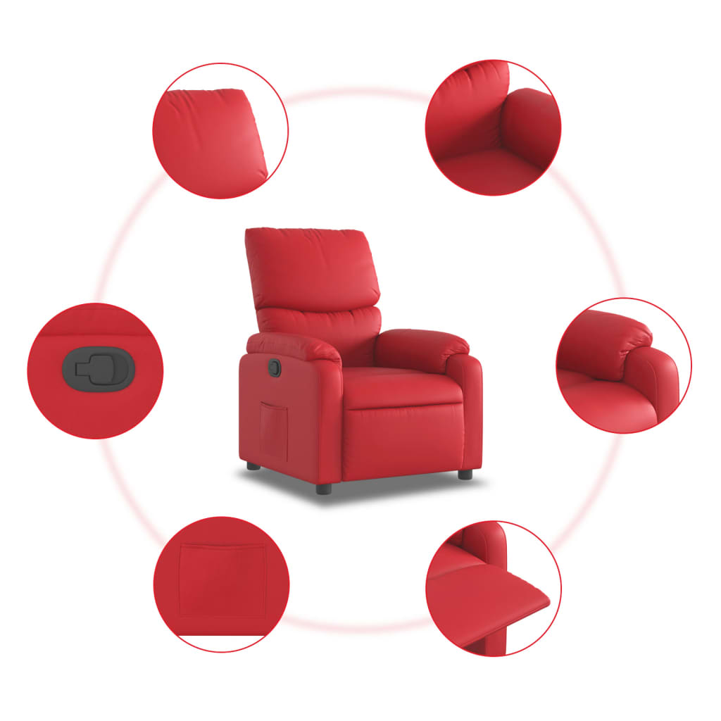 vidaXL Sillón reclinable de cuero sintético rojo