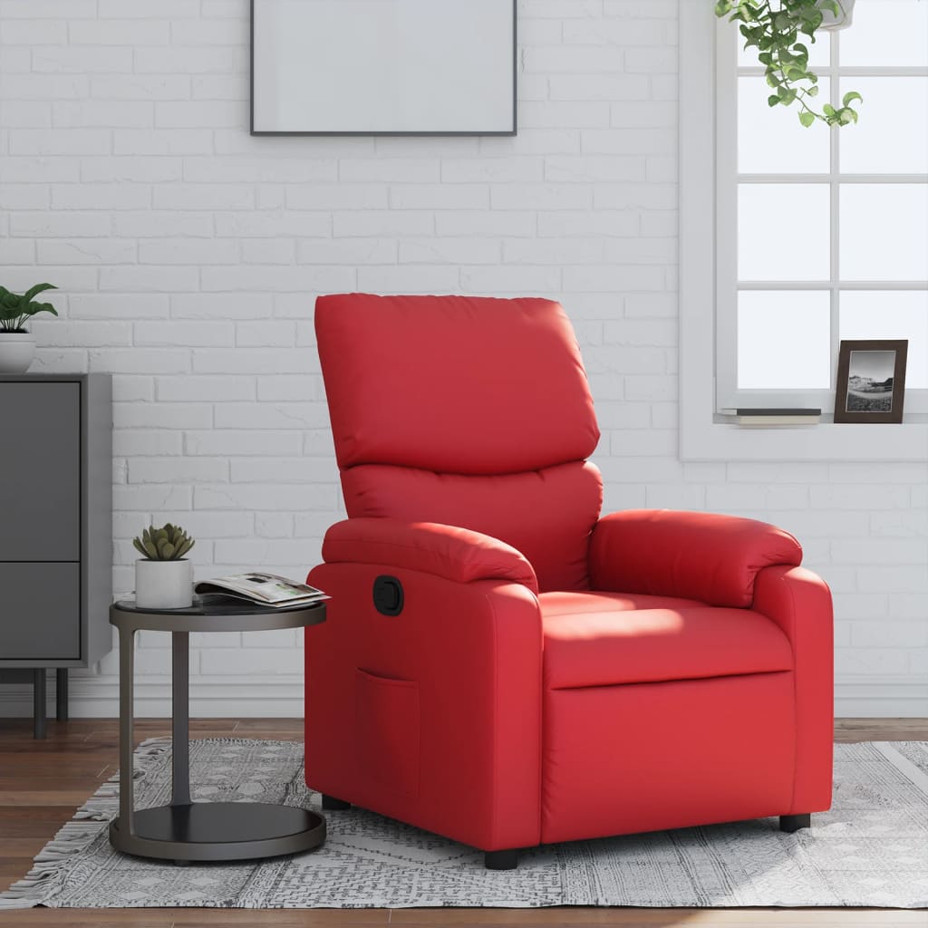 vidaXL Sillón reclinable de cuero sintético rojo