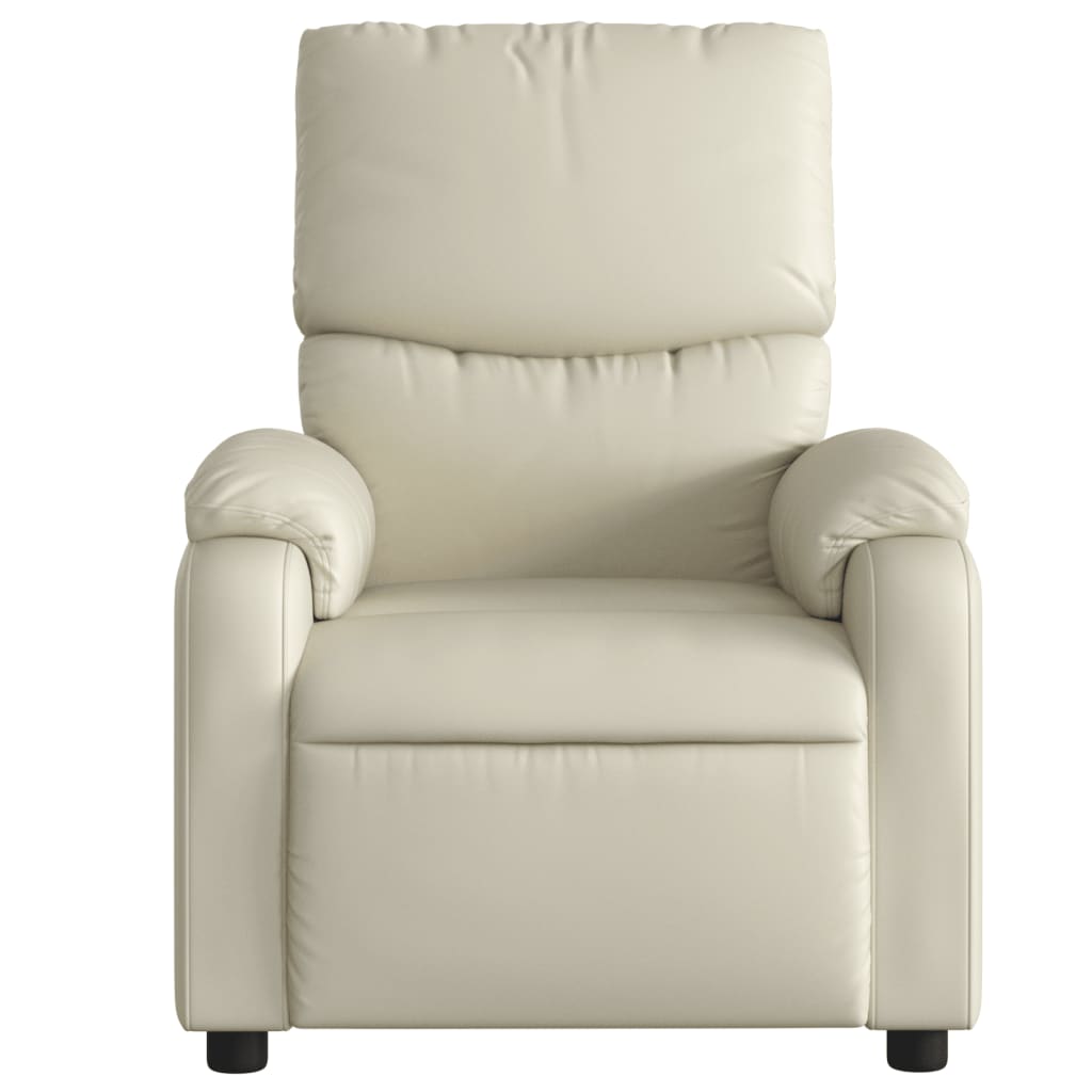 vidaXL Sillón reclinable de masaje cuero sintético crema