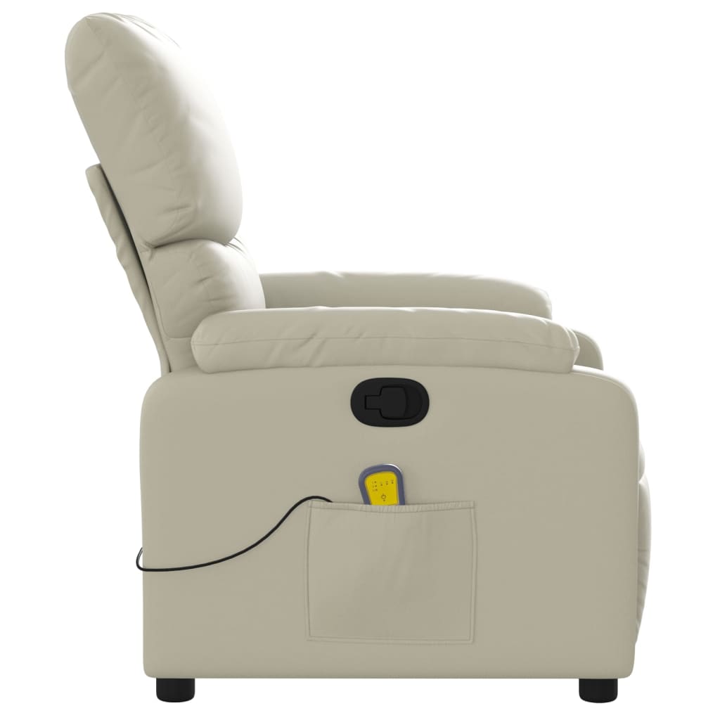 vidaXL Sillón reclinable de masaje cuero sintético crema