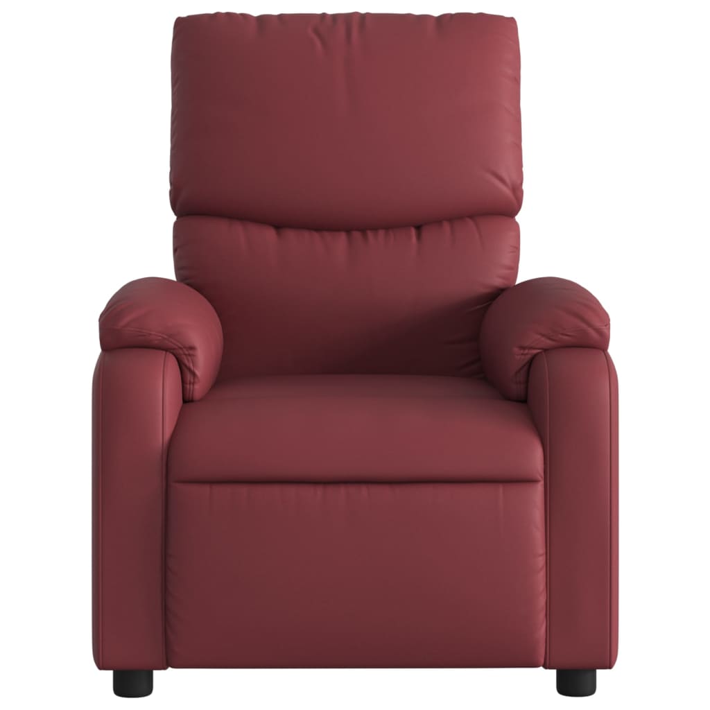 vidaXL Sillón de masaje reclinable cuero sintético rojo tinto