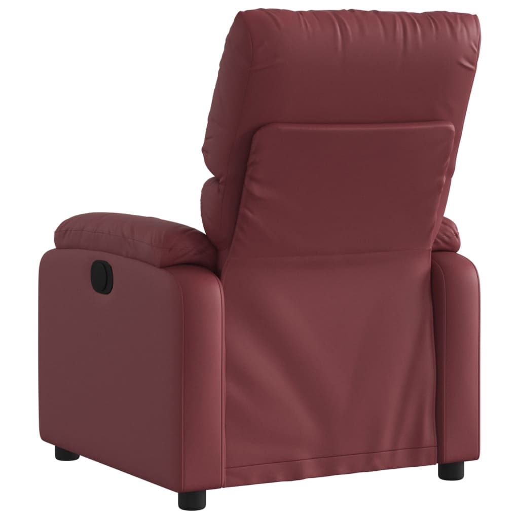 vidaXL Sillón de masaje reclinable cuero sintético rojo tinto