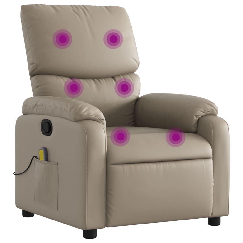 vidaXL Sillón de masaje reclinable cuero sintético color capuchino