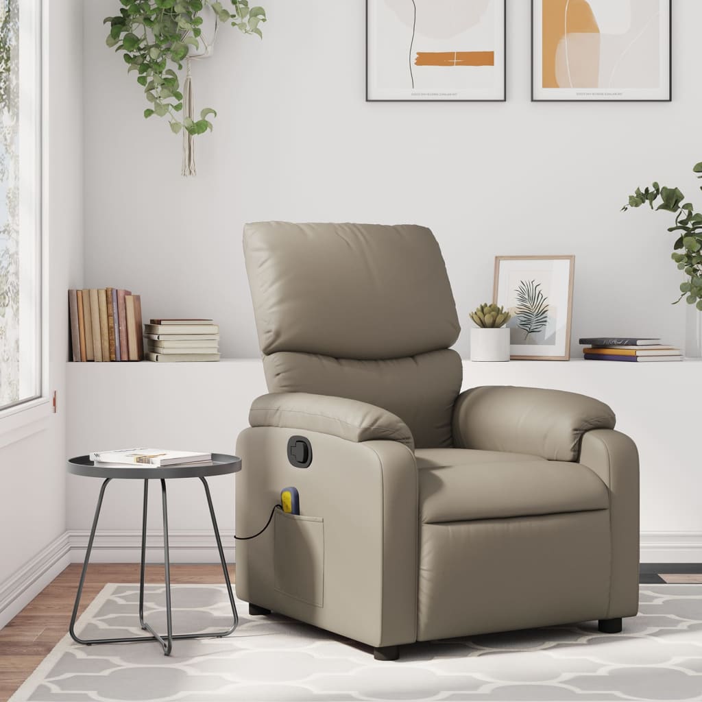 vidaXL Sillón de masaje reclinable cuero sintético color capuchino