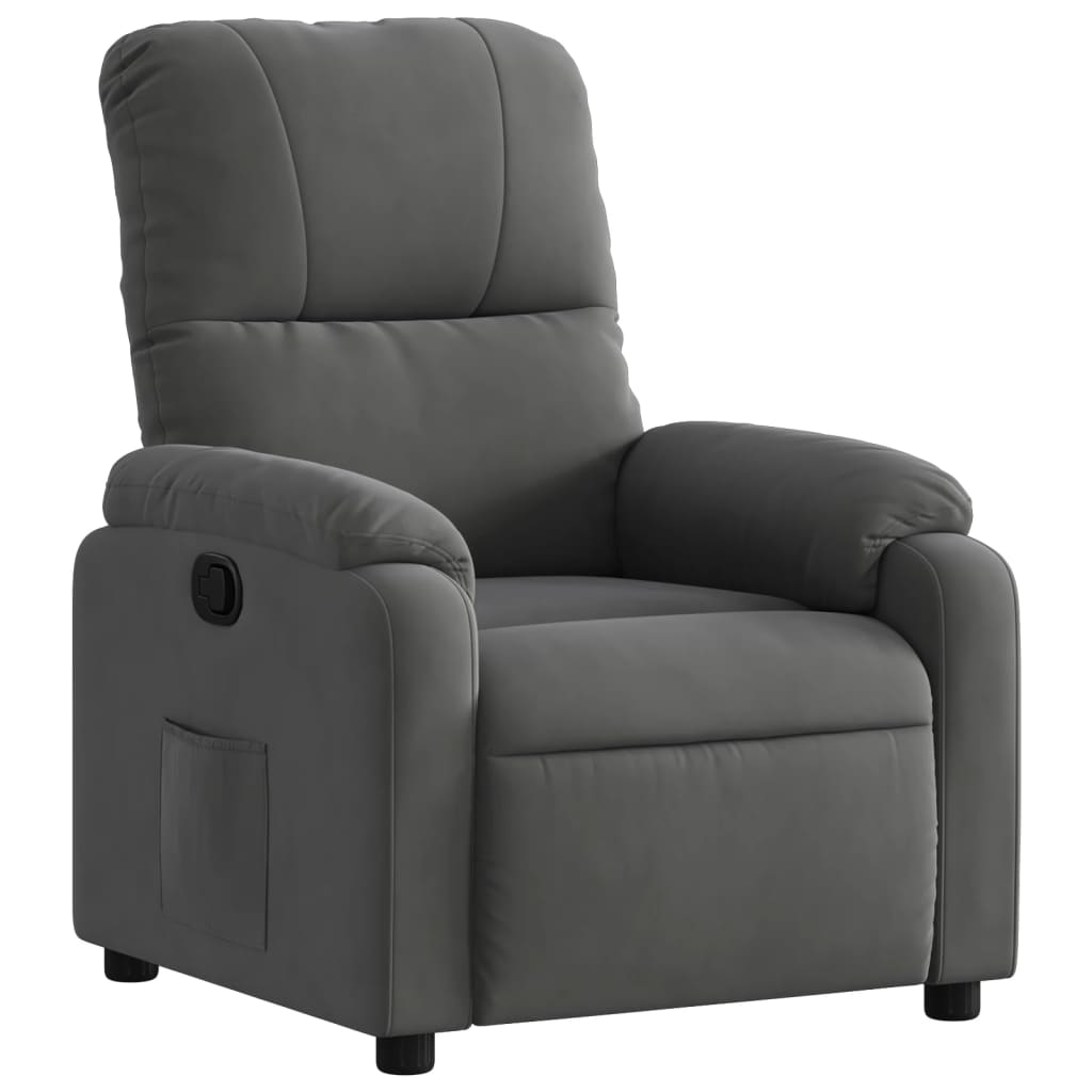 vidaXL Sillón reclinable tela de microfibra gris oscuro