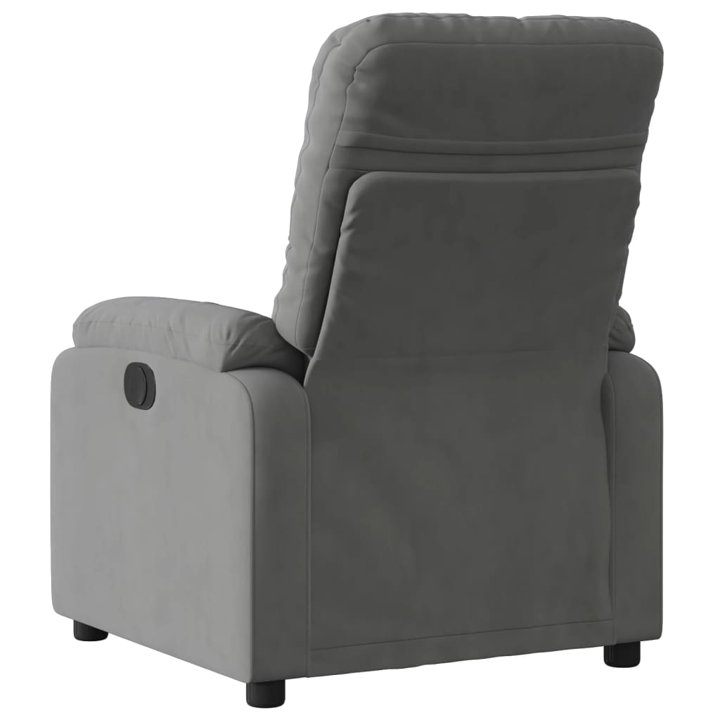 vidaXL Sillón reclinable tela de microfibra gris oscuro