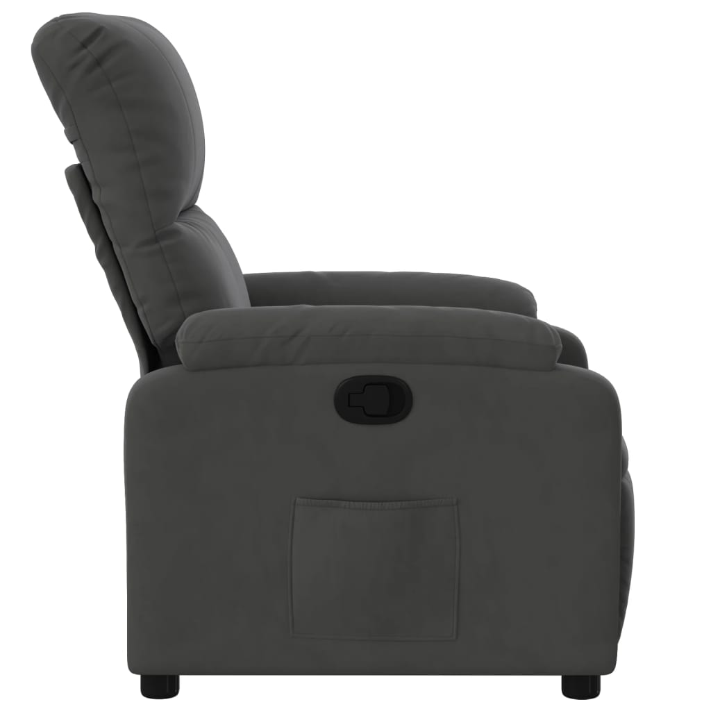 vidaXL Sillón reclinable tela de microfibra gris oscuro