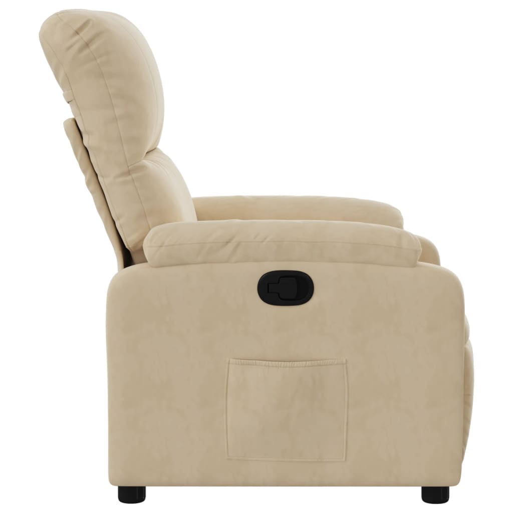 vidaXL Sillón reclinable tela de microfibra color crema