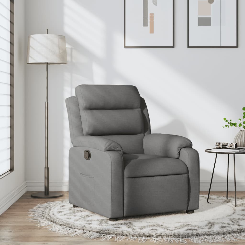 vidaXL Sillón reclinable de tela gris oscuro