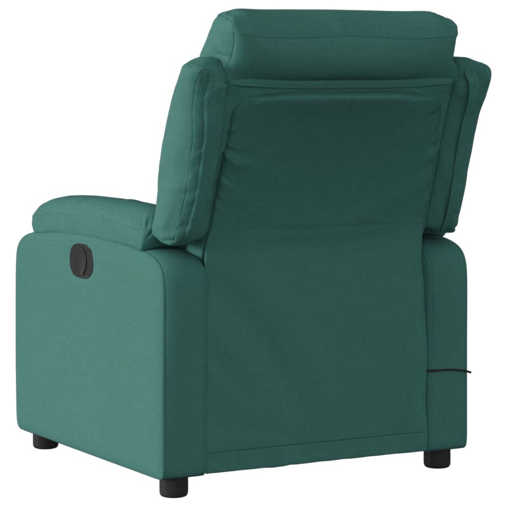 vidaXL Sillón de masaje reclinable de tela verde oscuro