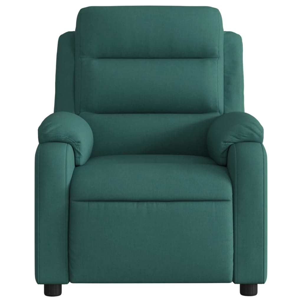 vidaXL Sillón de masaje reclinable de tela verde oscuro