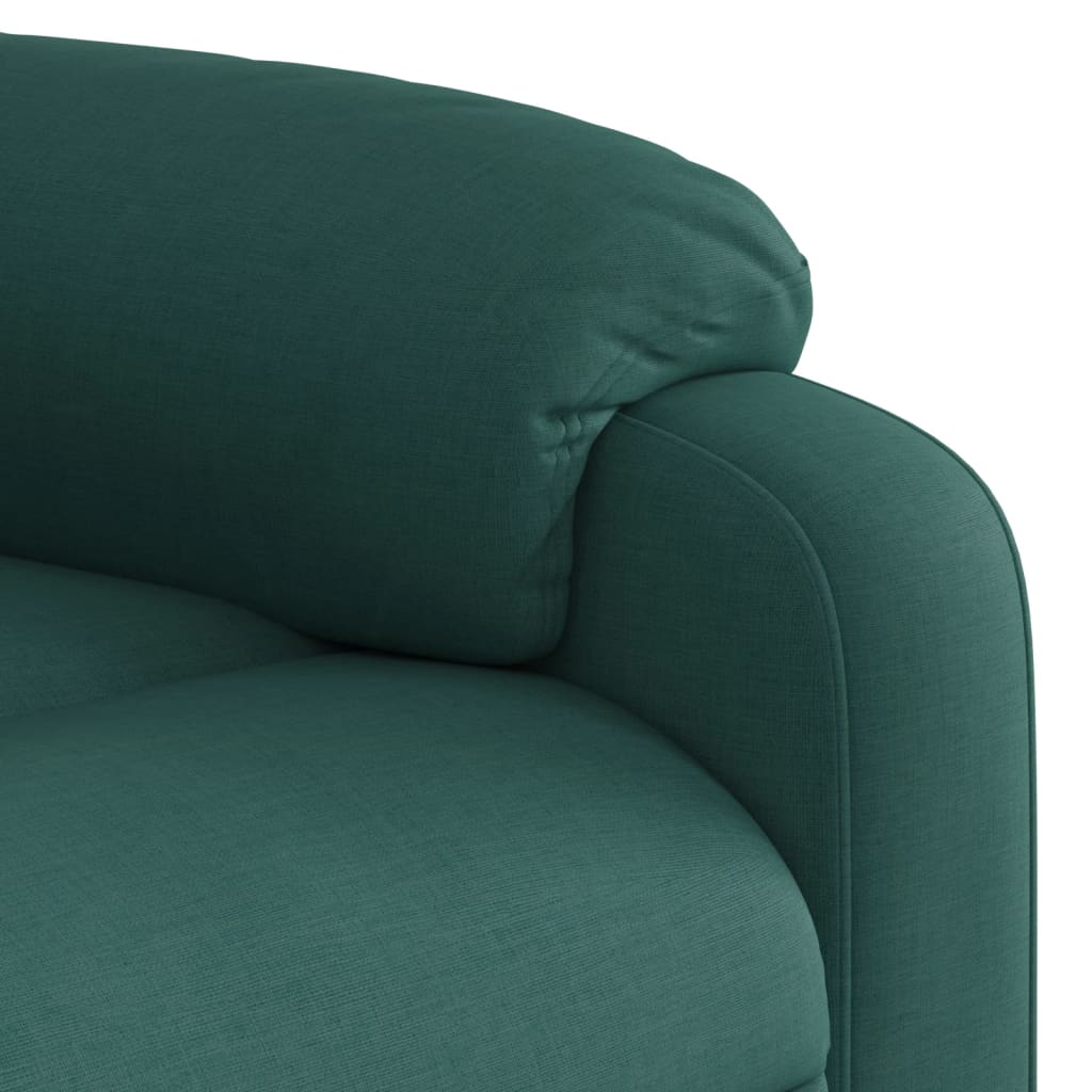 vidaXL Sillón de masaje reclinable de tela verde oscuro