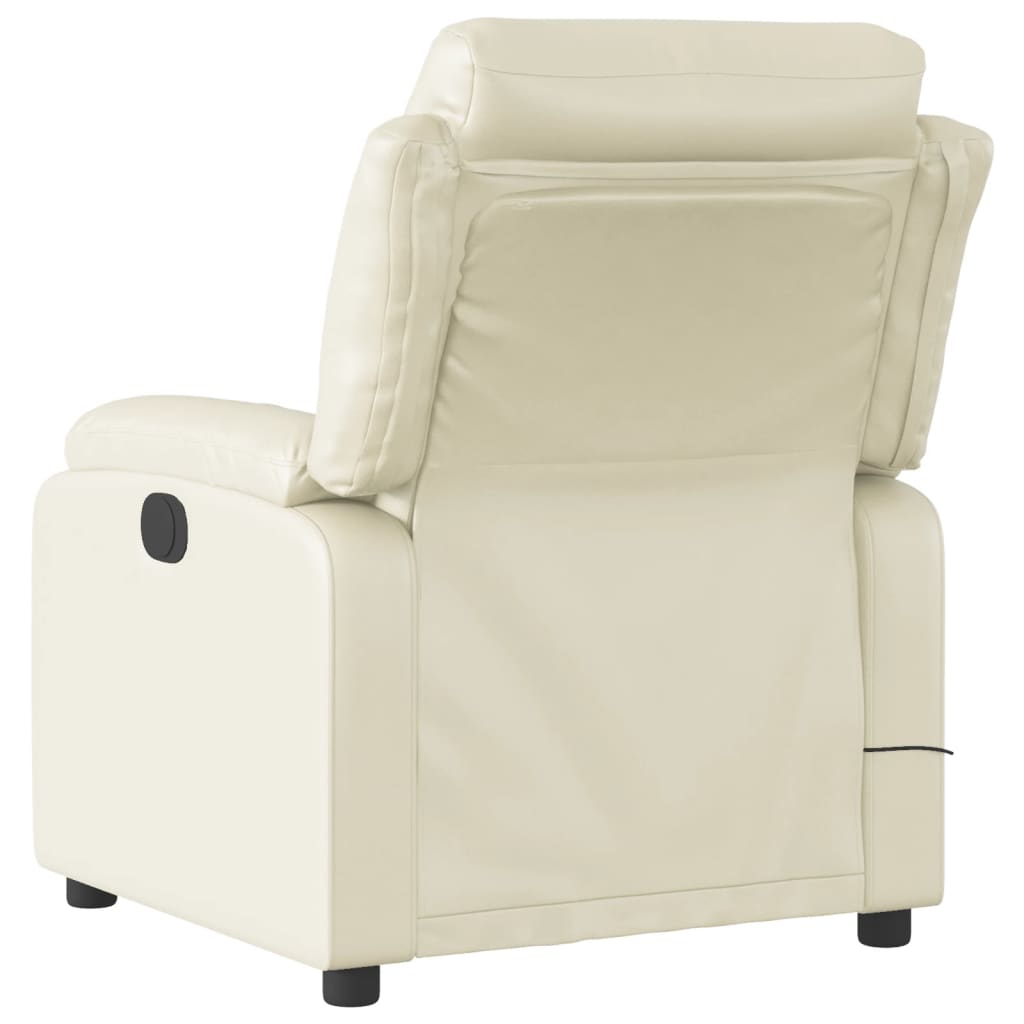 vidaXL Sillón reclinable de masaje cuero sintético crema