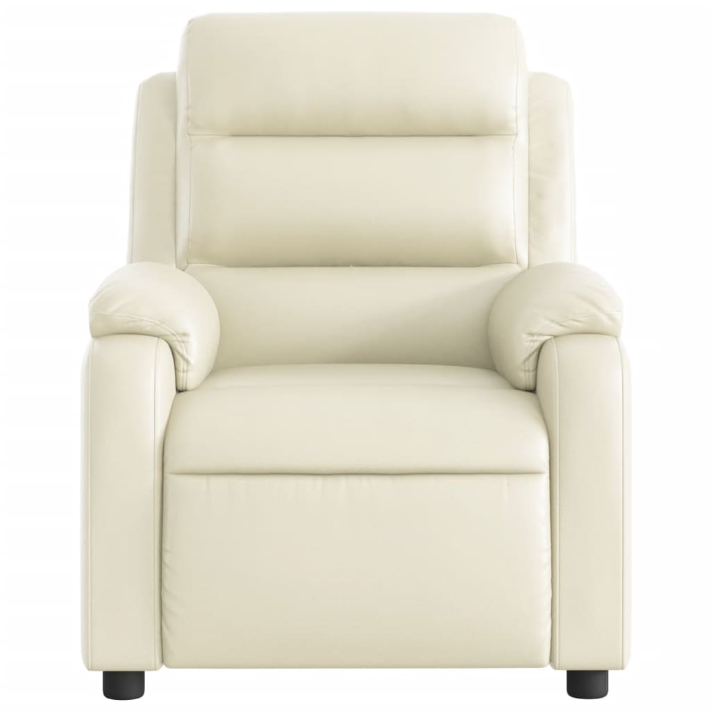 vidaXL Sillón reclinable de masaje cuero sintético crema