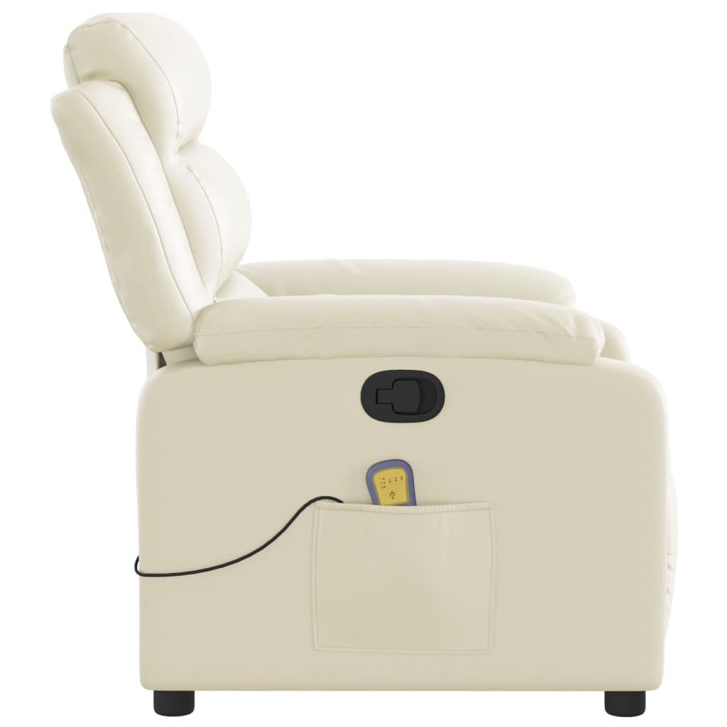 vidaXL Sillón reclinable de masaje cuero sintético crema