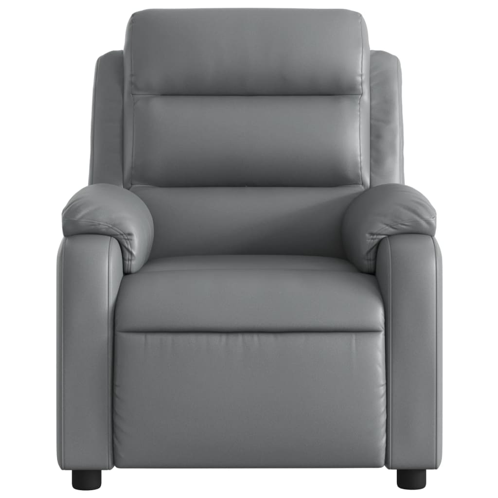 vidaXL Sillón de masaje reclinable cuero sintético gris