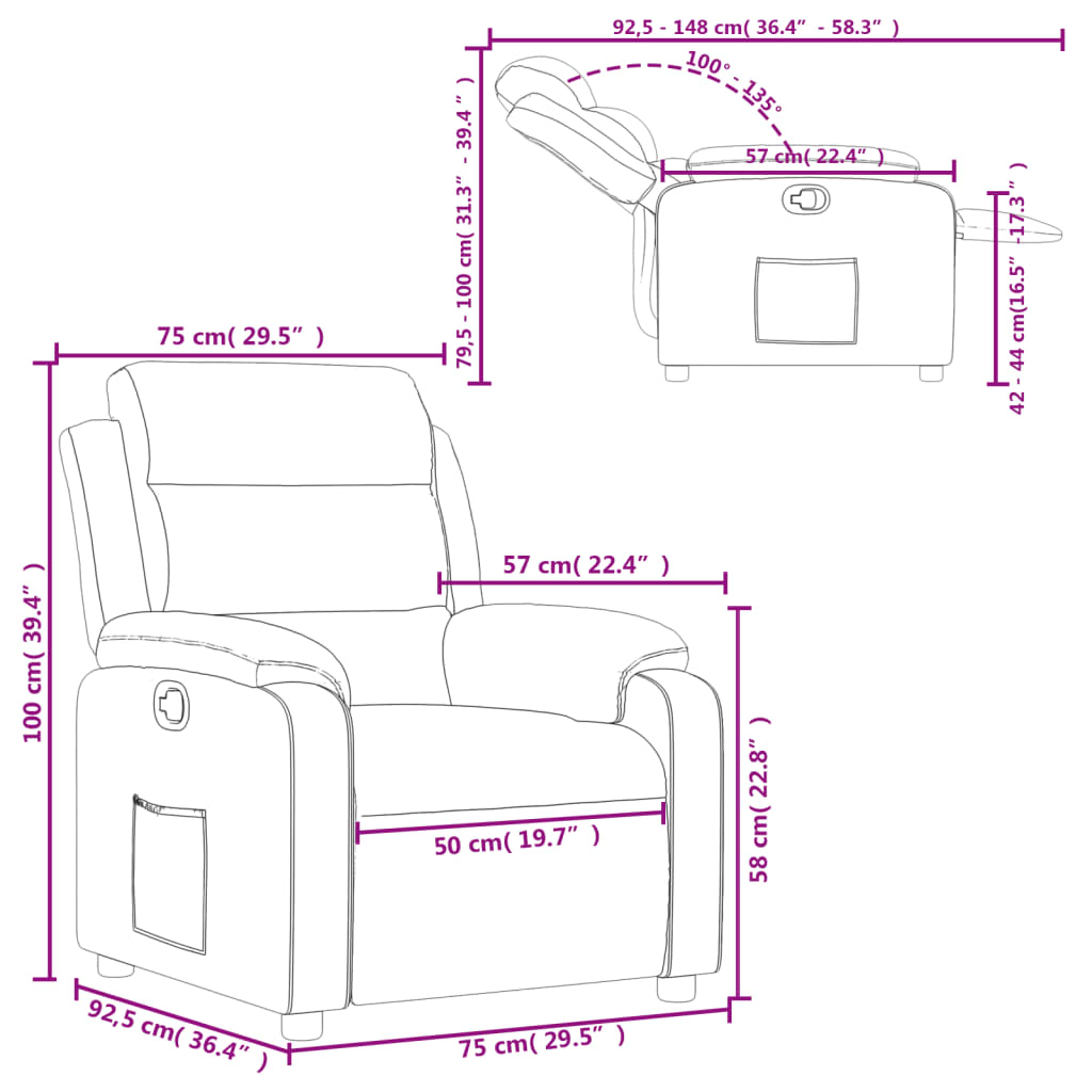 vidaXL Sillón reclinable terciopelo amarillo