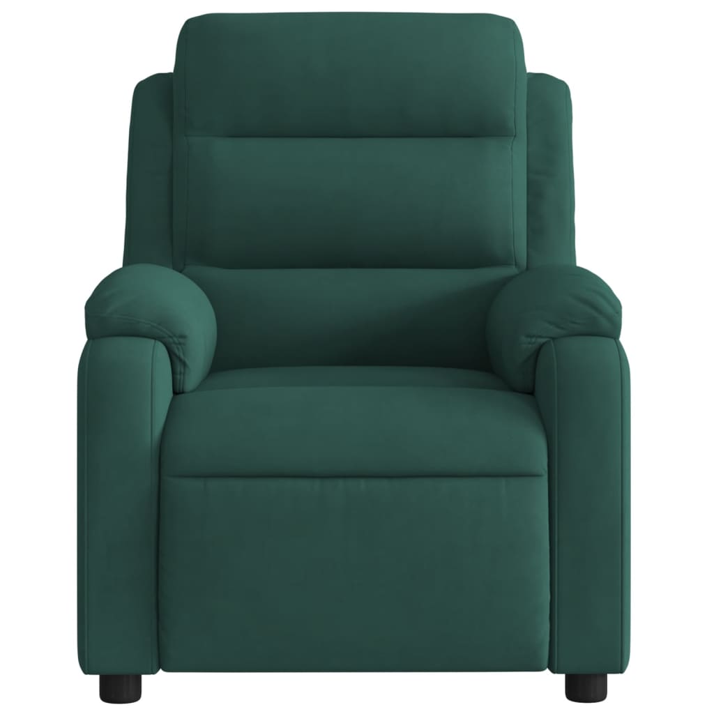 vidaXL Sillón de masaje reclinable de terciopelo verde oscuro