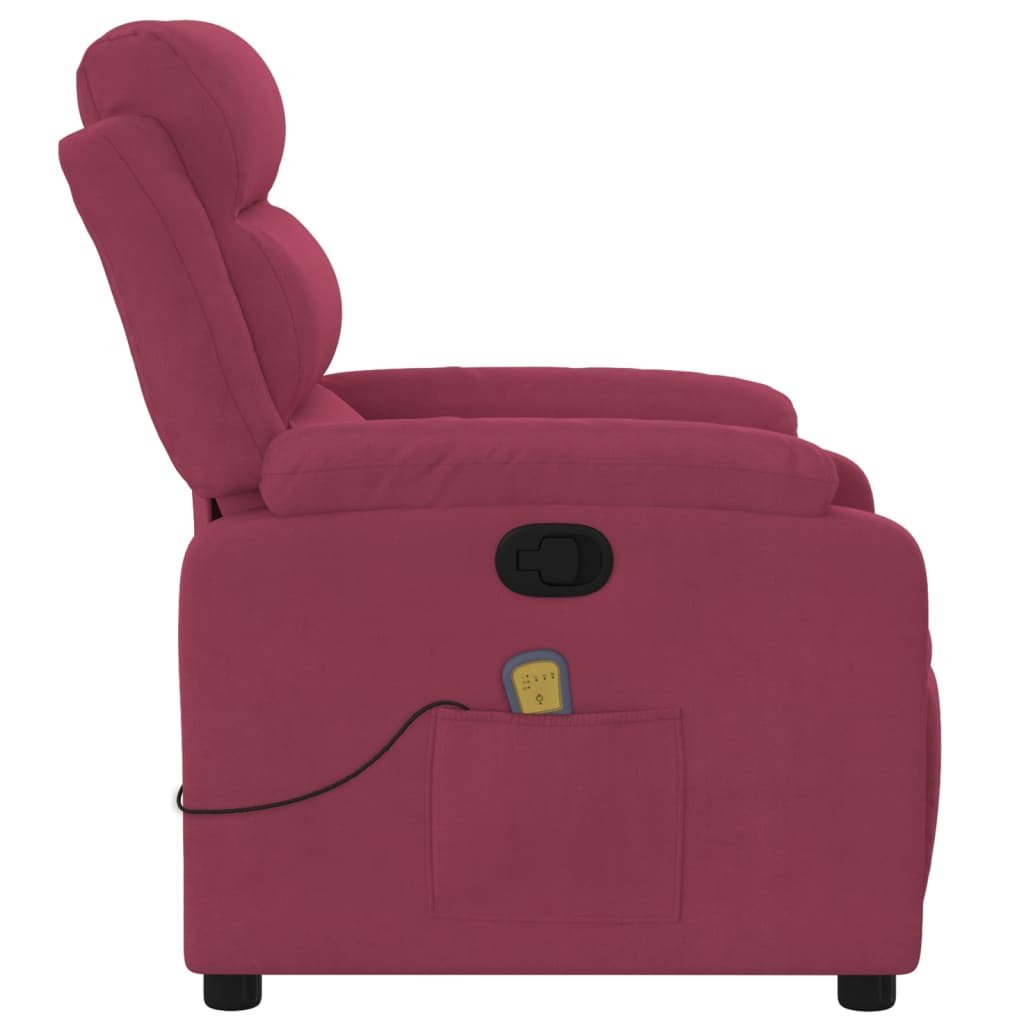 vidaXL Sillón de masaje reclinable de terciopelo vino tinto