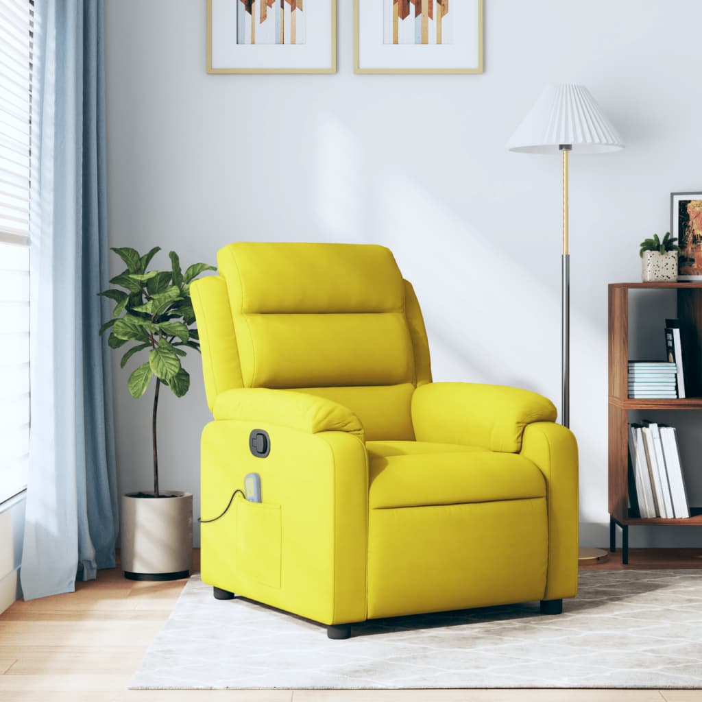 vidaXL Sillón de masaje reclinable de terciopelo amarillo