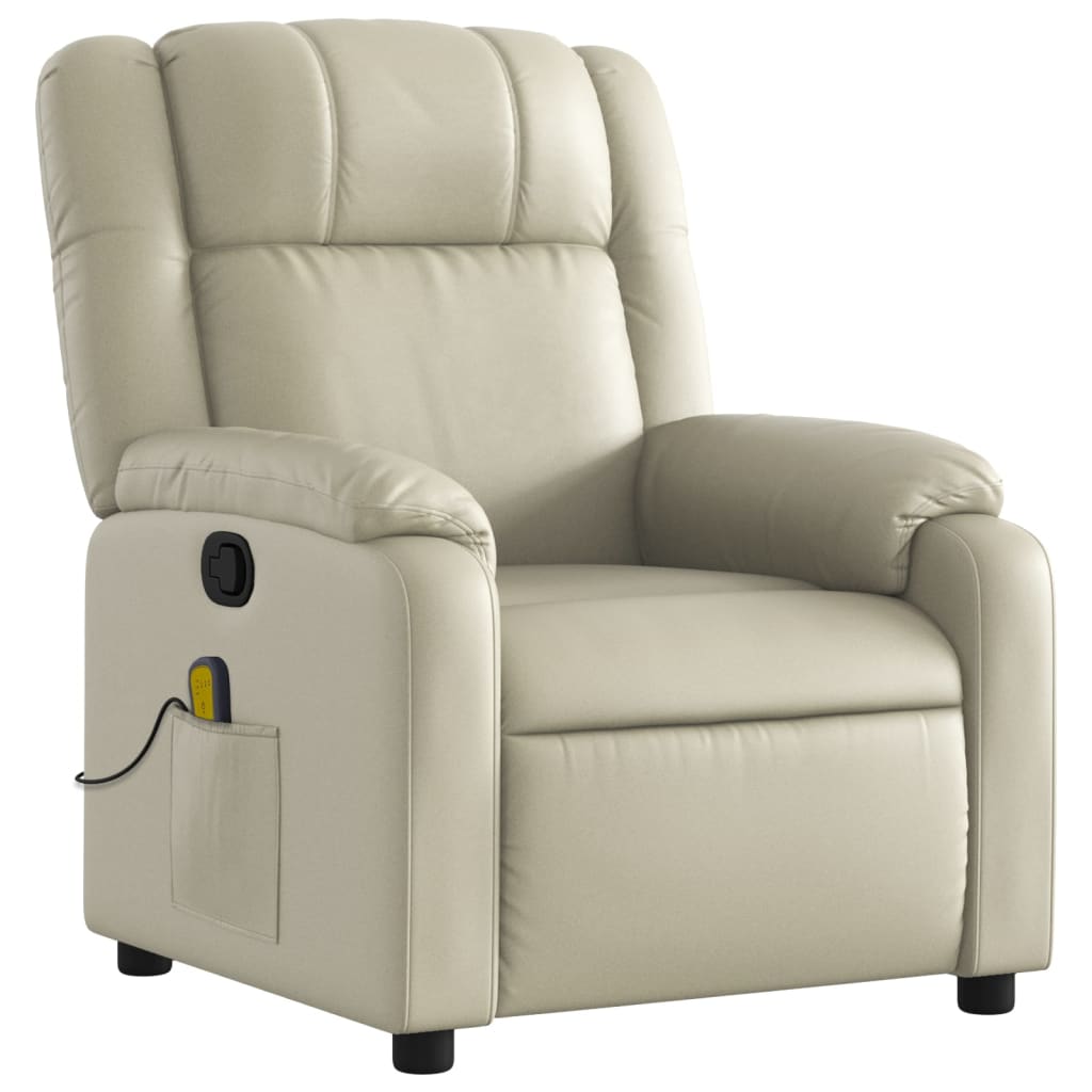 vidaXL Sillón reclinable de cuero sintético crema