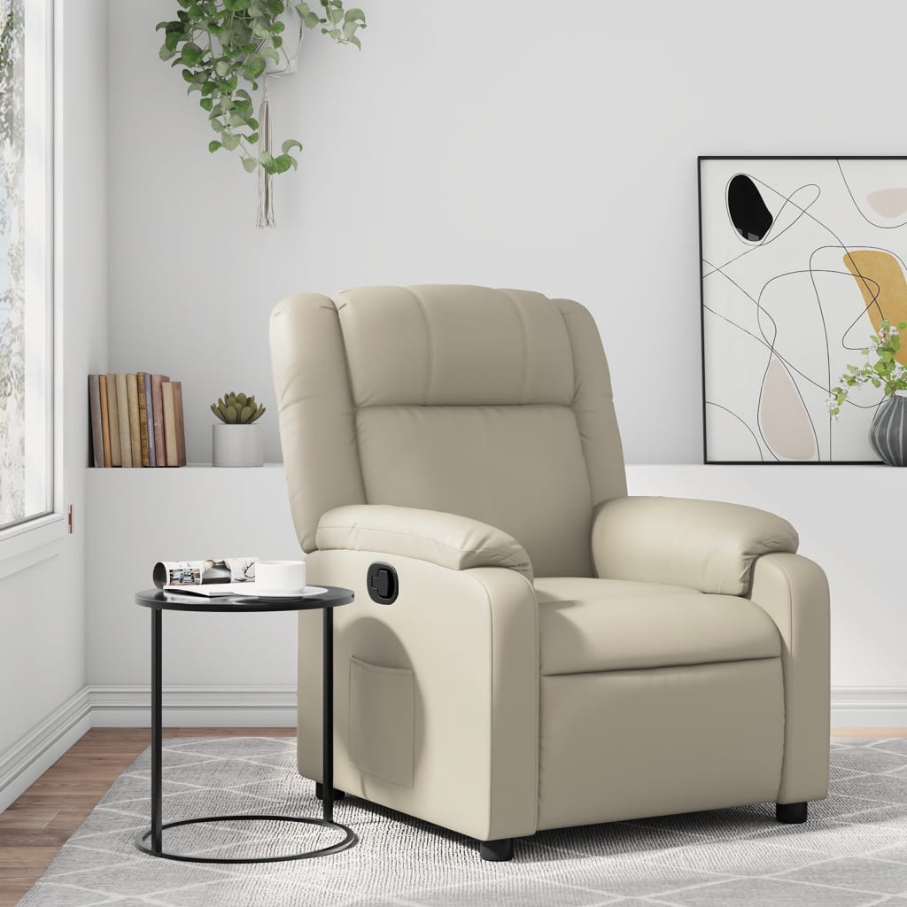 vidaXL Sillón reclinable de cuero sintético crema