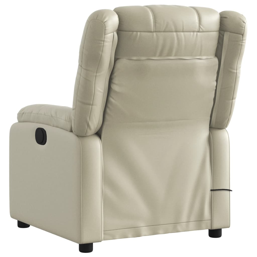 vidaXL Sillón reclinable de masaje cuero sintético crema